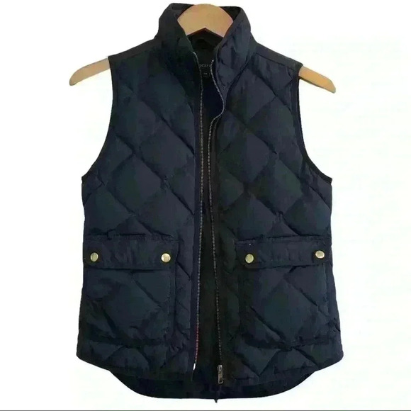 ๐ 6/$60, JCrew Down, Quilted Vest, Navy Blue, Size XXSmall - Picture 1 of 6